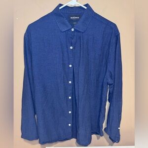 Men’s Bonobo‘s blue herringbone, long sleeve shirt Size L standard fit